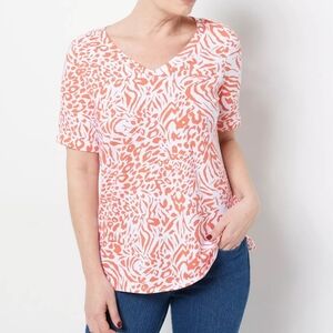 Belle by Kim Gravel Mixed Animal V Neck Top